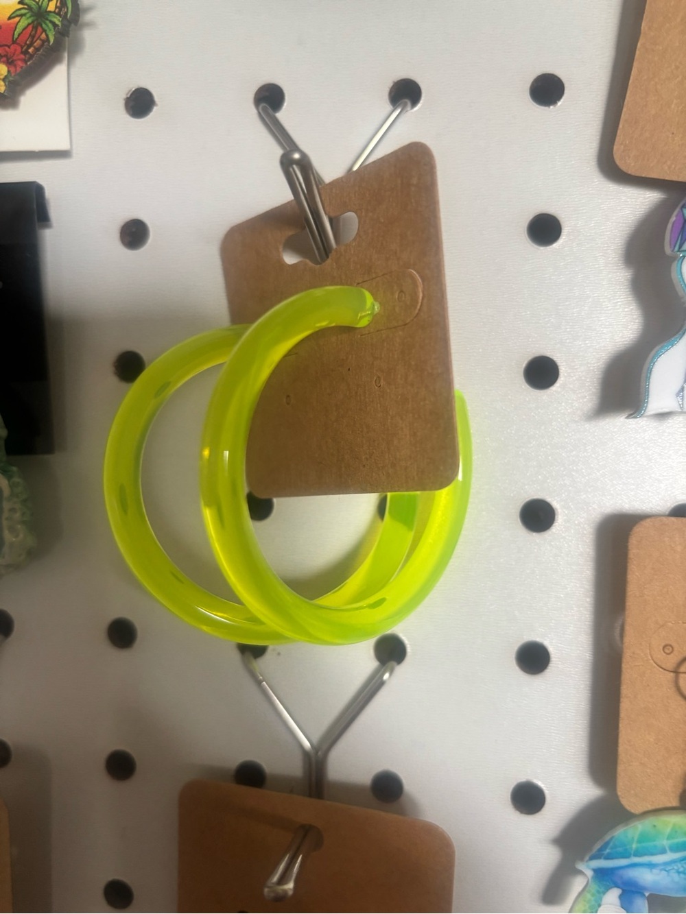 Neon Yellow Hoop Earrings - Brand